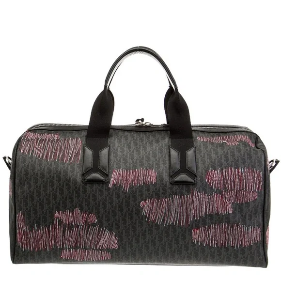 Dior unisex stitched limited edition oblique monogram jacquard logo duffle bag - Picture 3 of 15